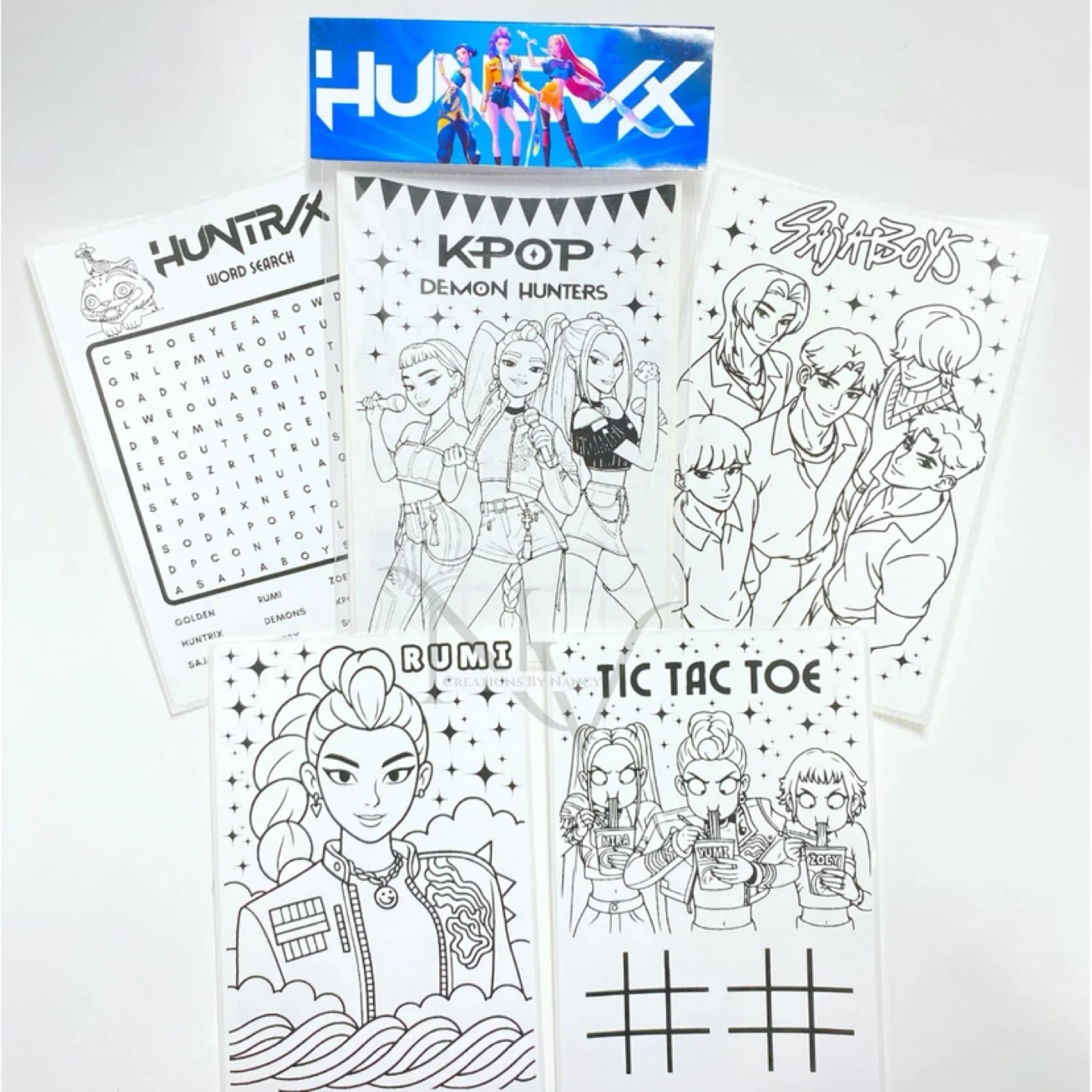 Huntrix Custom Colouring Sticker Sheets Party Favours - photo 2