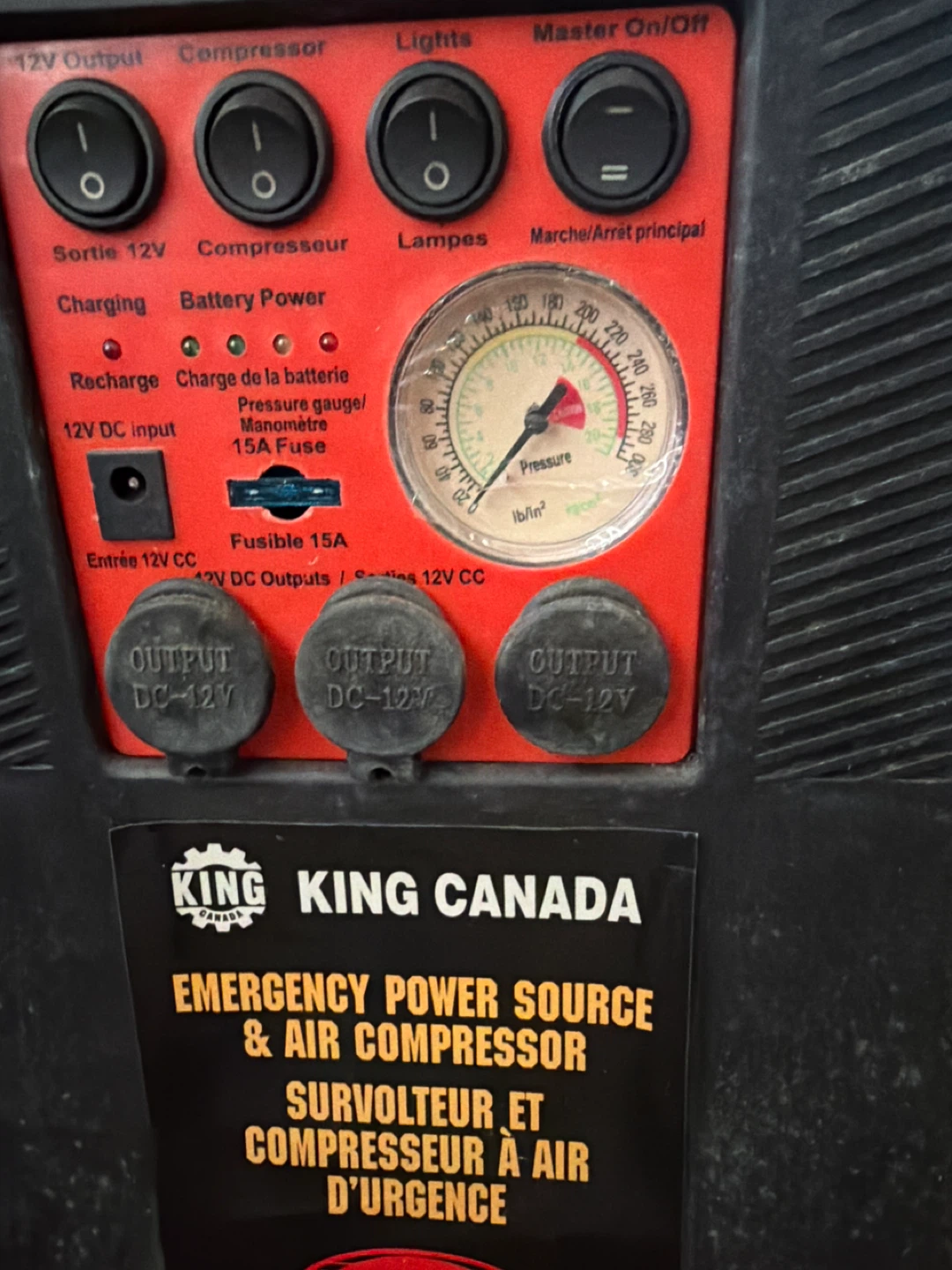 King Canada 4-in-1 Emergency Power Source & Air Compressor