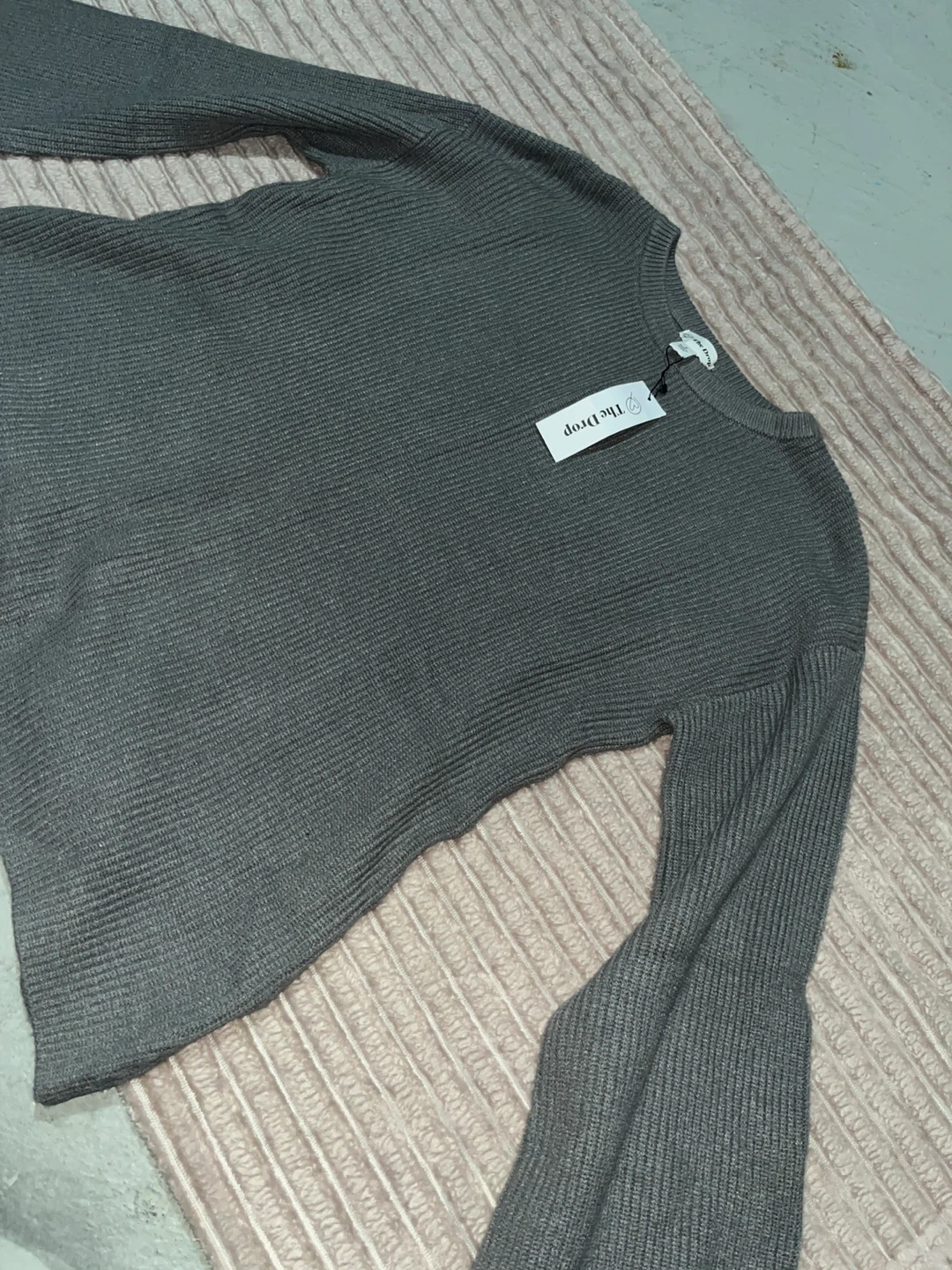 The Drop Grey Ribbed Knit Sweater - Size S - photo 3