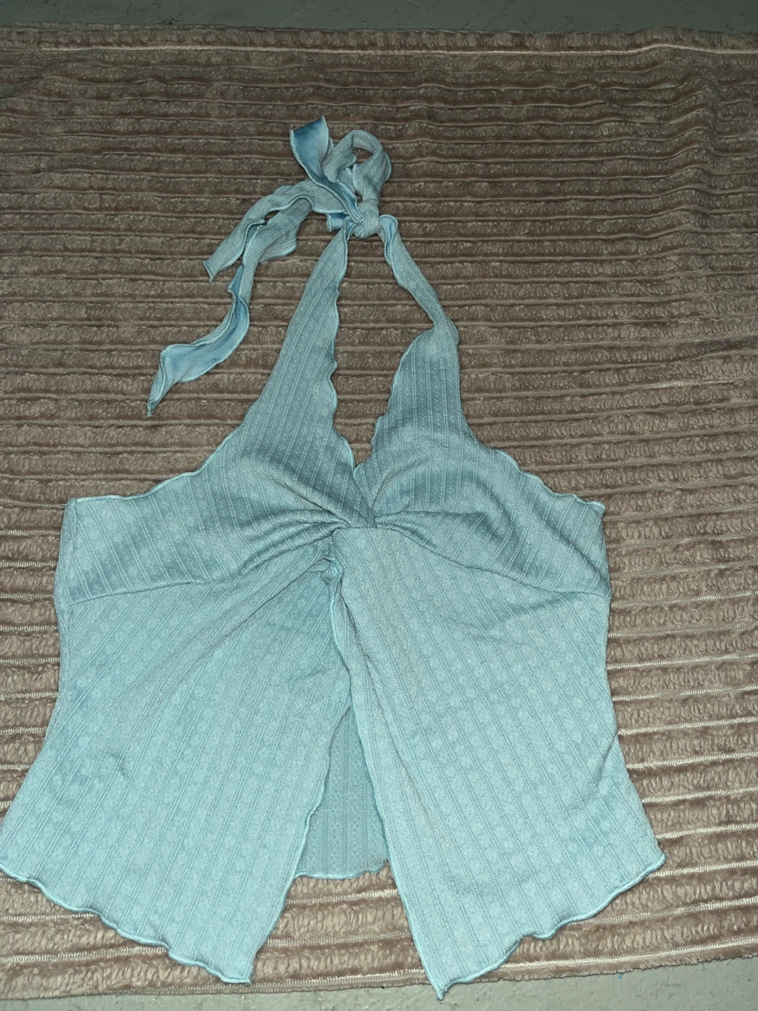 Light Blue Halter Neck Crop Top
