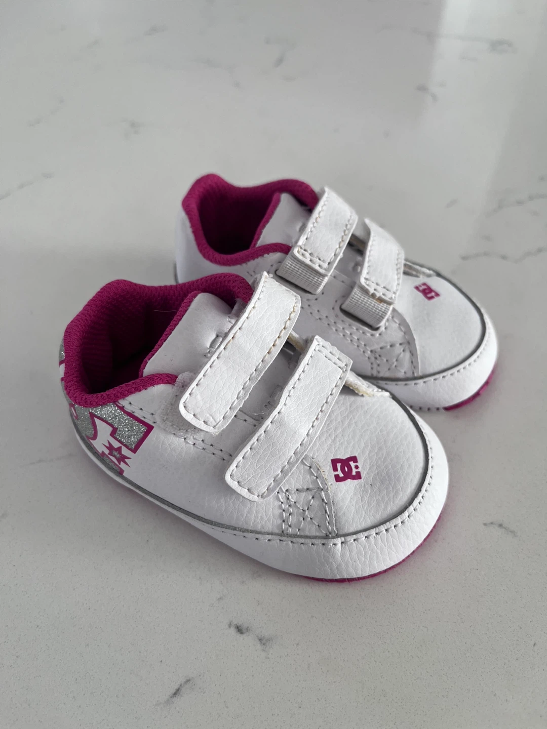 DC Shoes Baby Crib Shoes White Pink Size 2 (11cm)