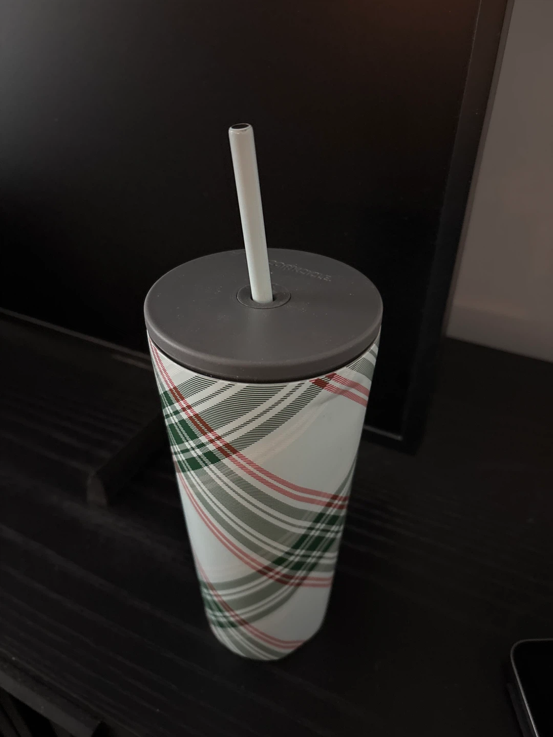 24oz. Corkcicle Tumbler with Straw - Plaid Design