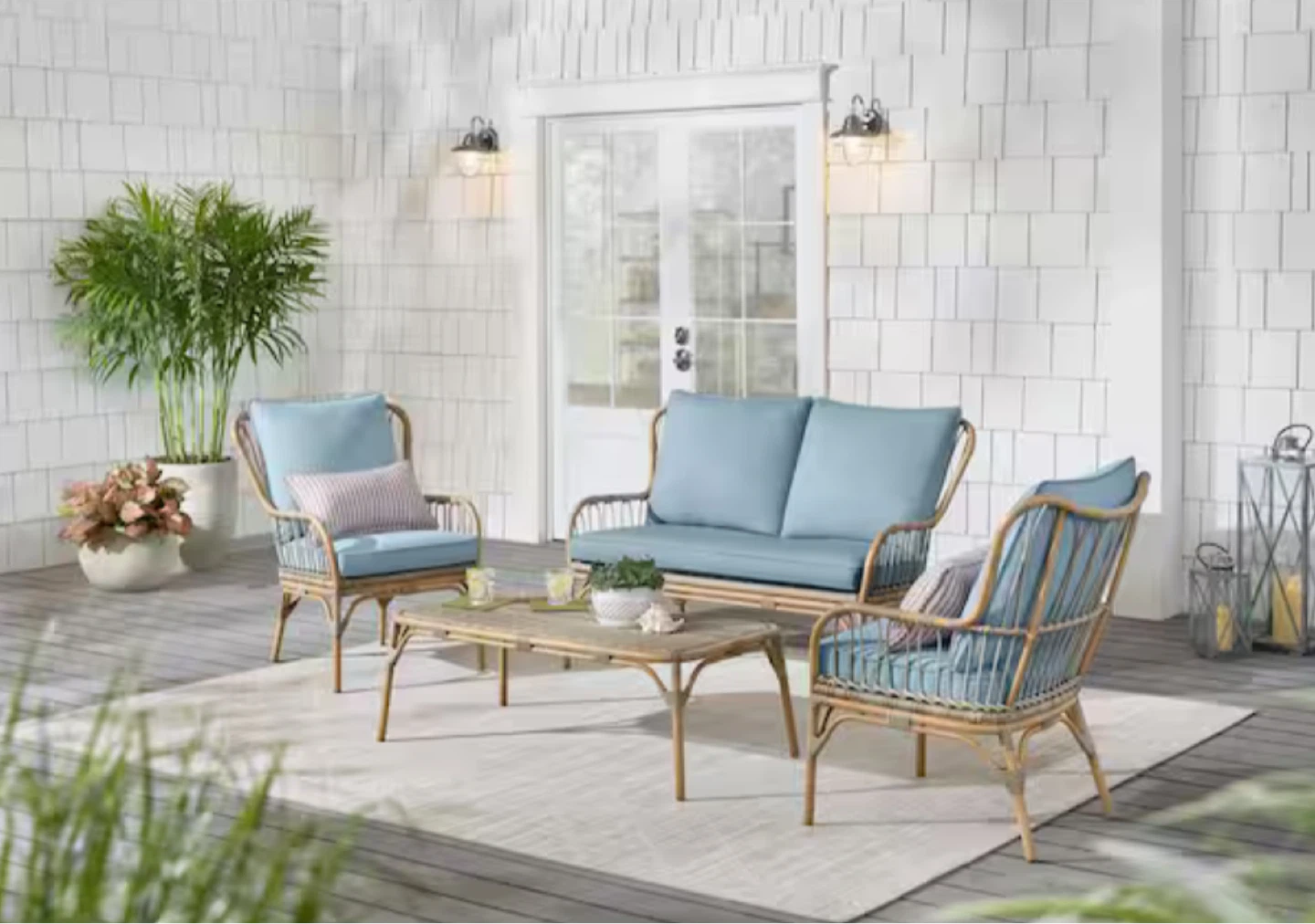 Light Blue Wicker Patio Set - photo 3