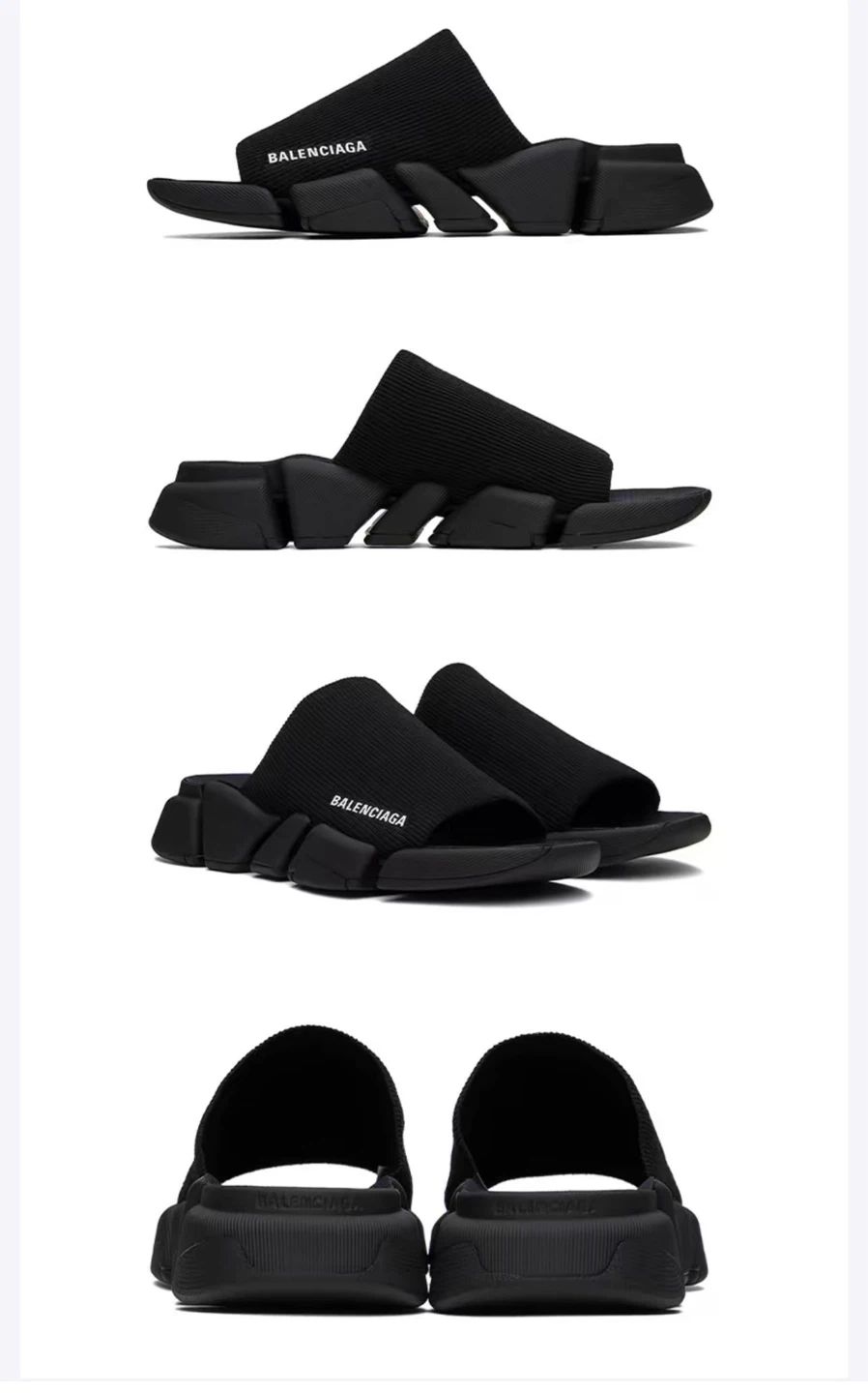 Balenciaga Speed 2.0 Slide Black Knit Sole Sneakers Size 40 - photo 3
