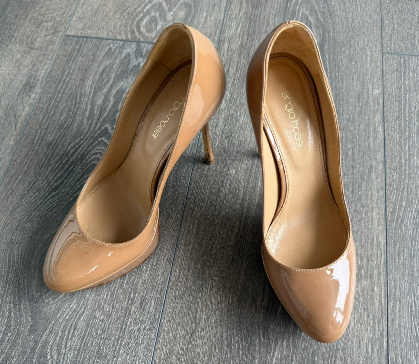 Authentic Sergio Rossi Patent Leather Platform Heels Size 36.5