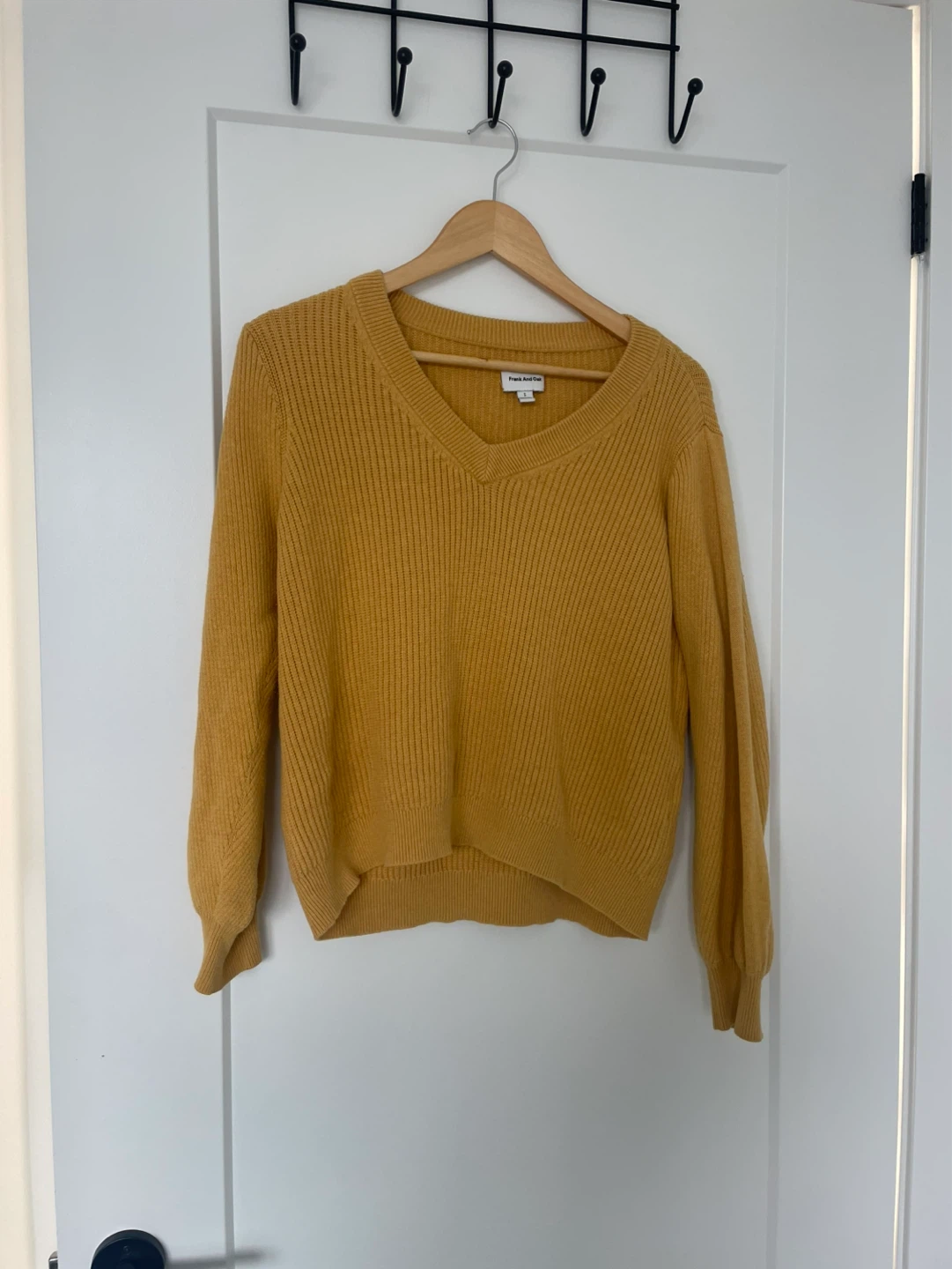 Frank And Oak Yellow V-Neck Sweater - Size S