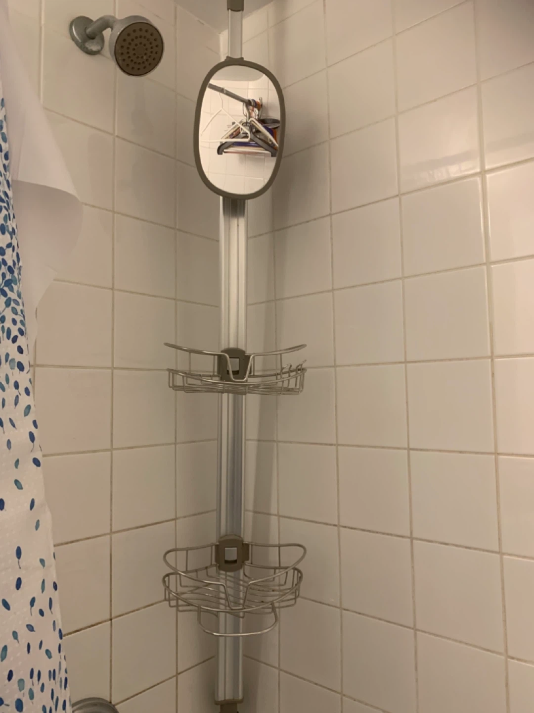 Tension Corner Shower Caddy with Mirror