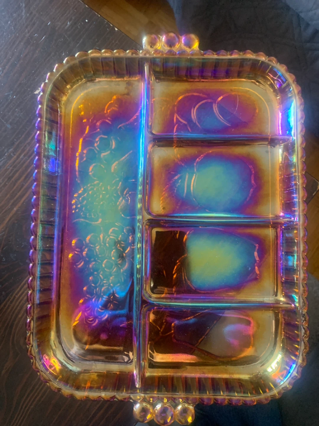 Iridescent Glass Divided Serving Tray