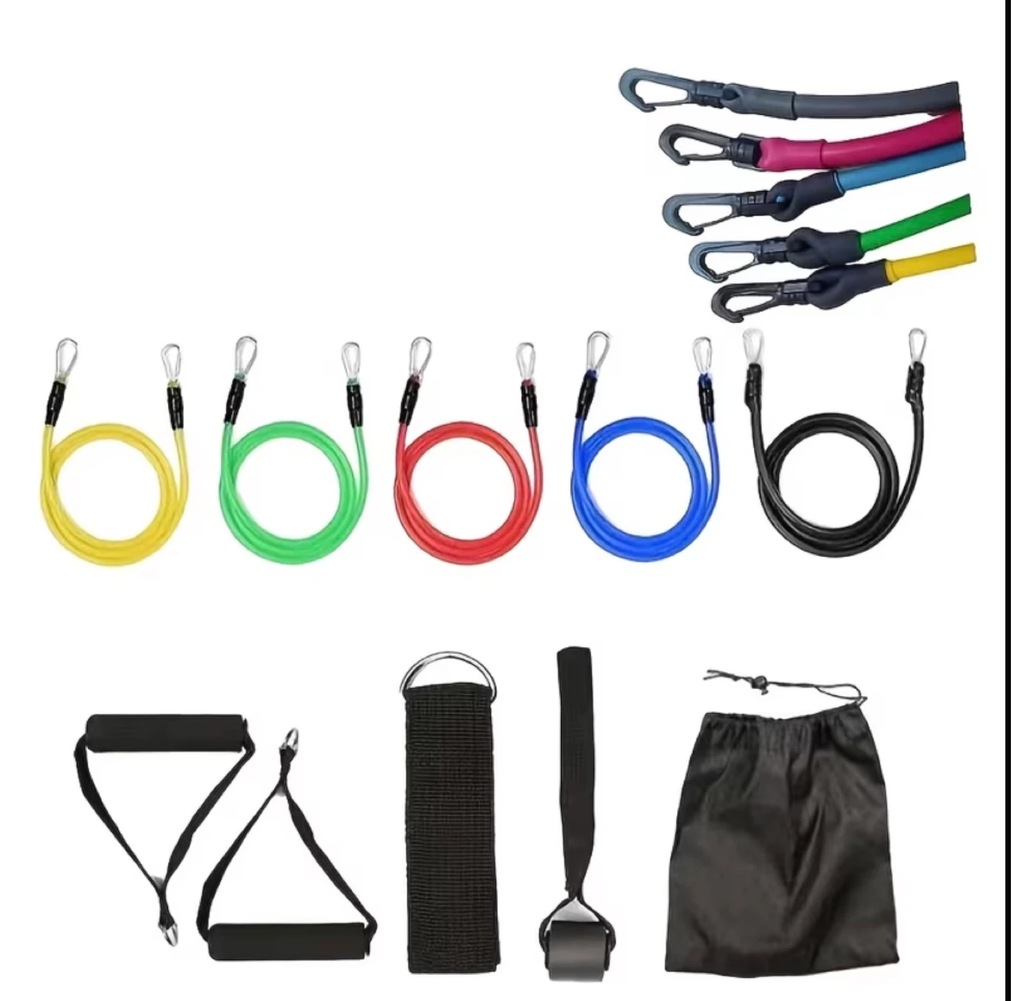 11-Piece Resistance Band Set –TubeBands,Handles,Door Anchor&Bag