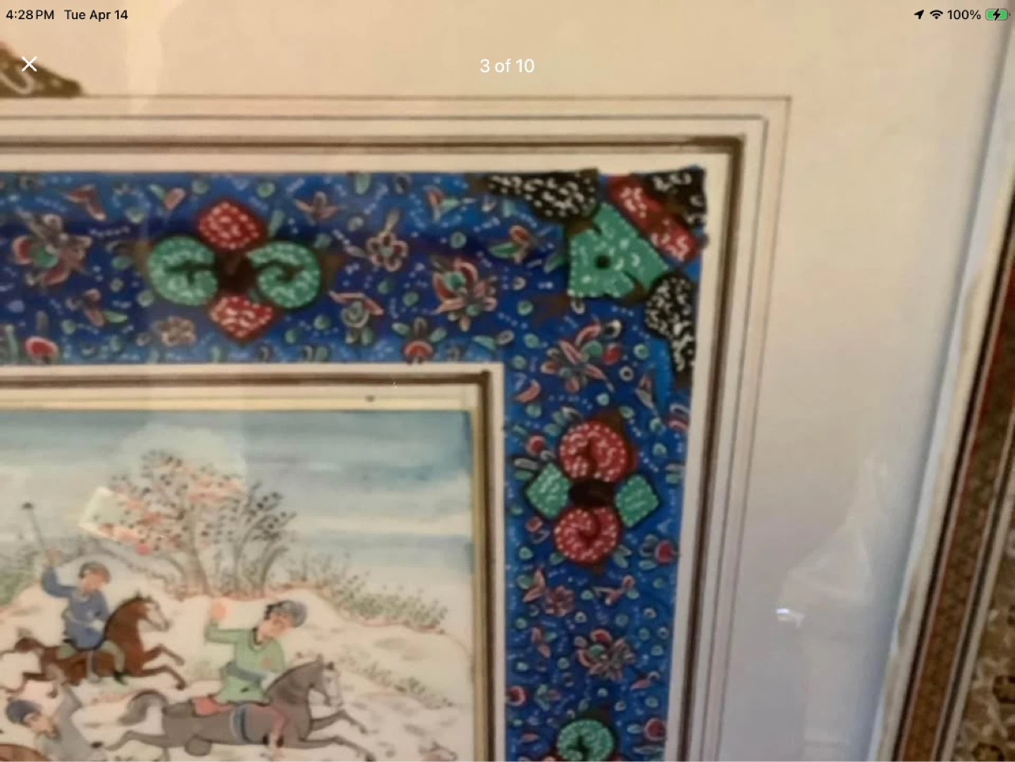 Ant/Vt Persian Hd Ptd Hunters Marquetry Khatam Ptg 🐞 - photo 3