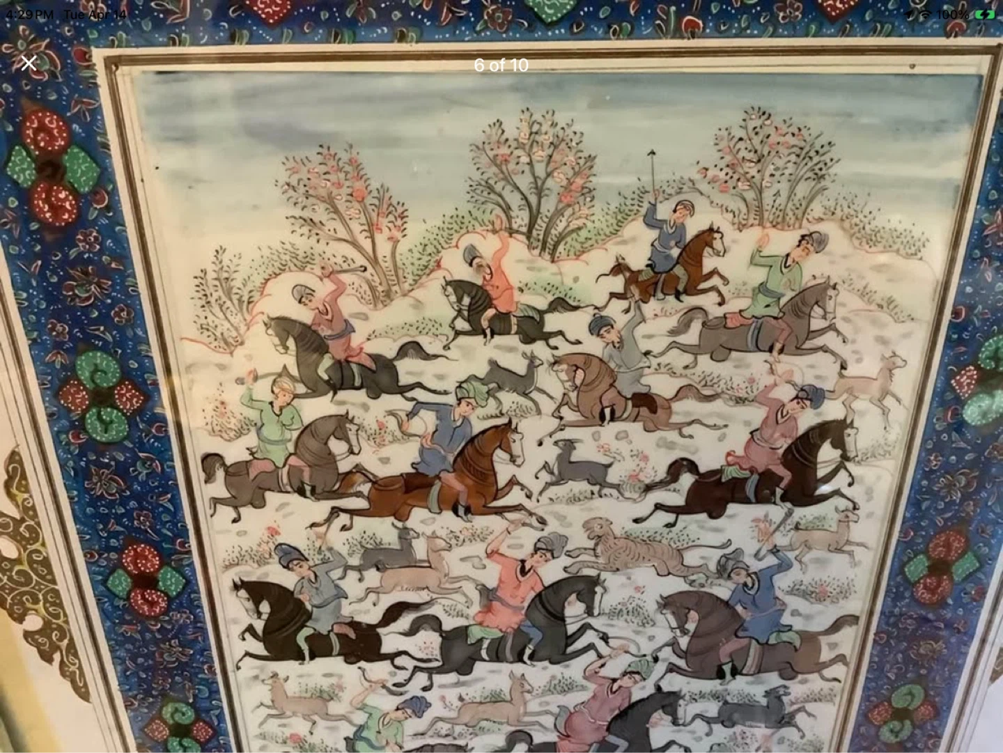 Ant/Vt Persian Hd Ptd Hunters Marquetry Khatam Ptg 🐞 - photo 4