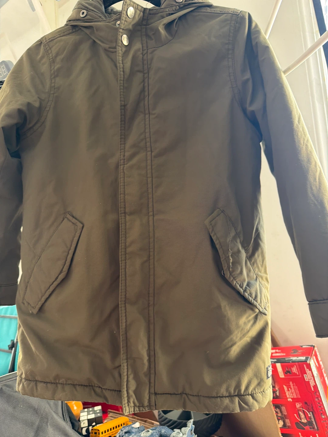 Boys Olive Green Hooded Jacket