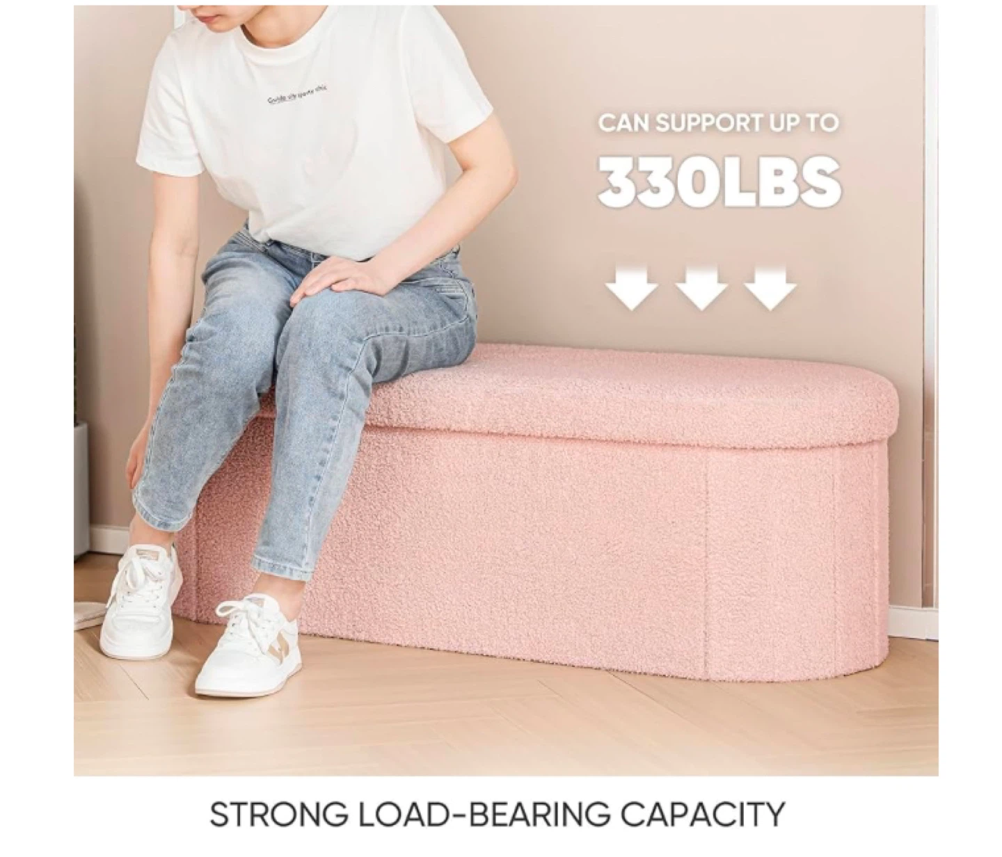 Pink Storage Ottoman Bench - photo 4