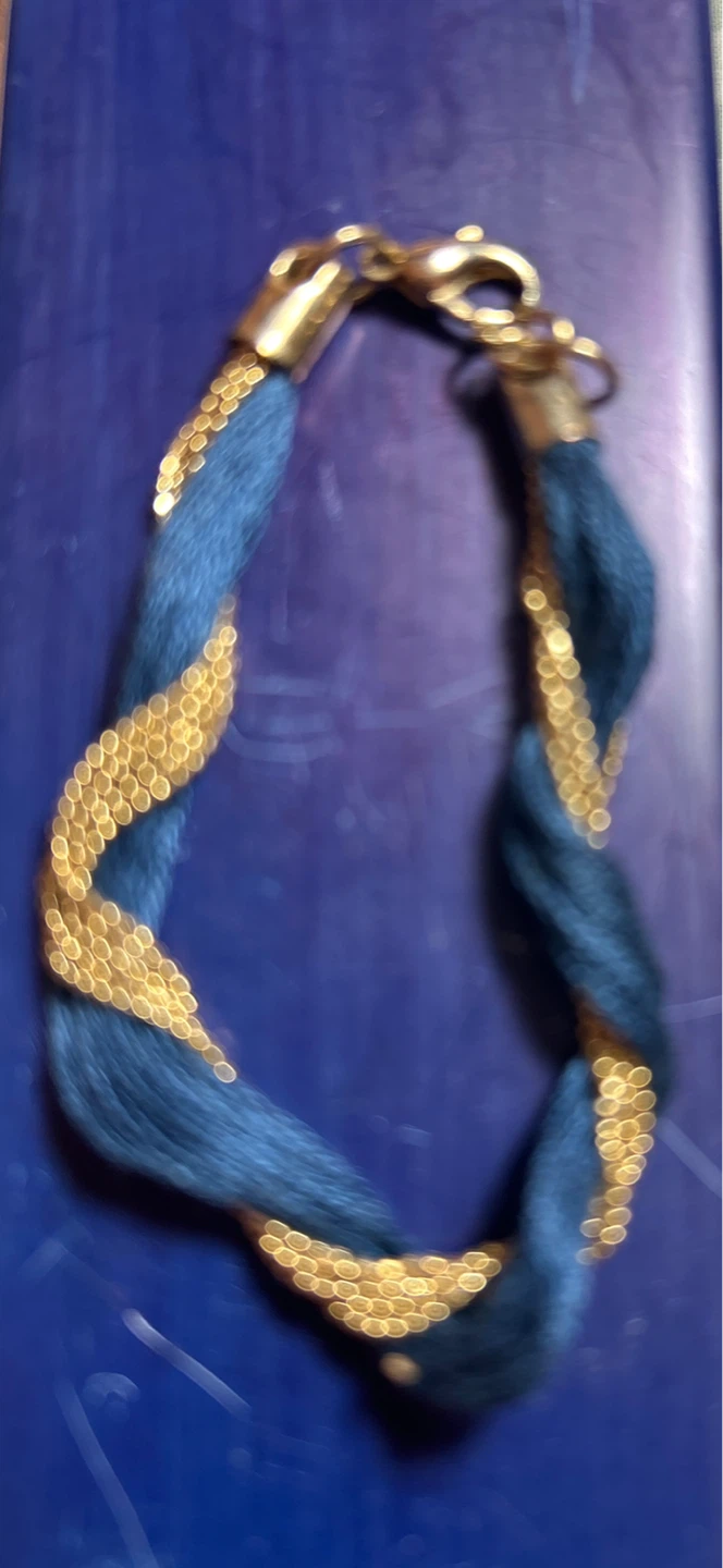 Blue and Gold Tone Braided Bracelet