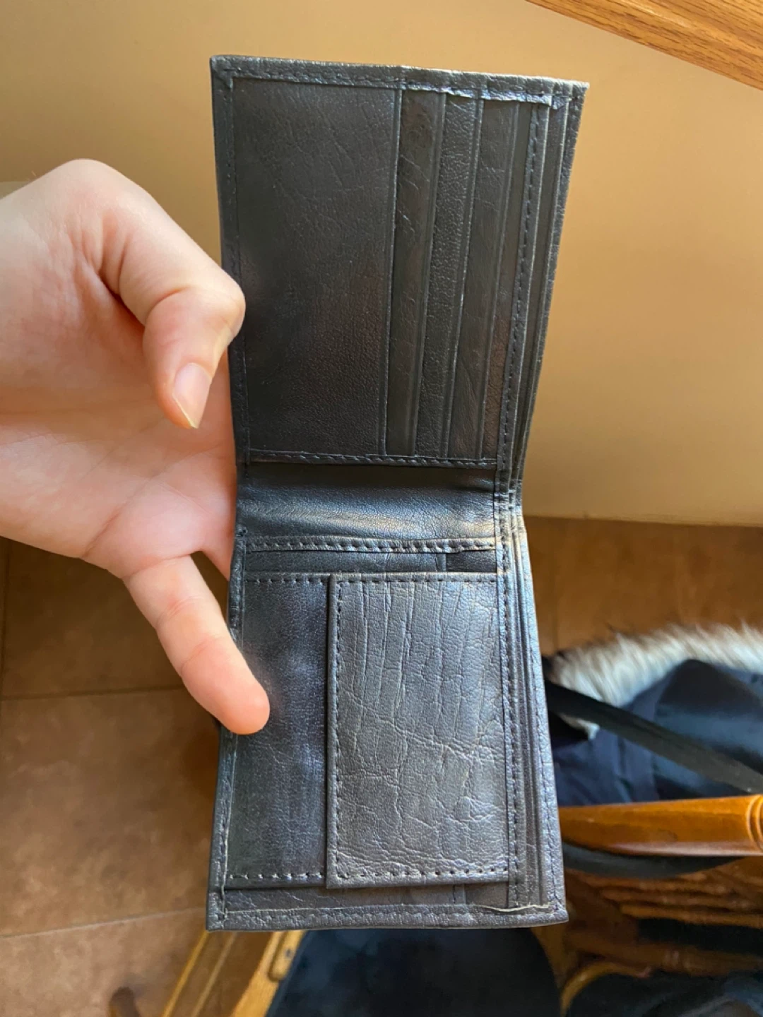Black Bifold Wallet with Coin Pocket