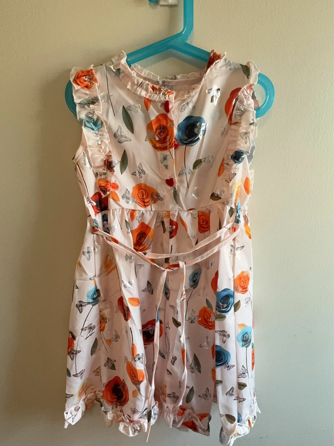Girl's Butterfly Print Floral Dress and Hat set Toddler 5-6T - photo 2