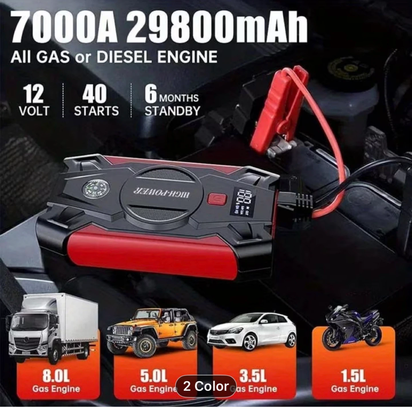 Car Jump Starter, 7000A Portable Car Battery Charger - photo 3
