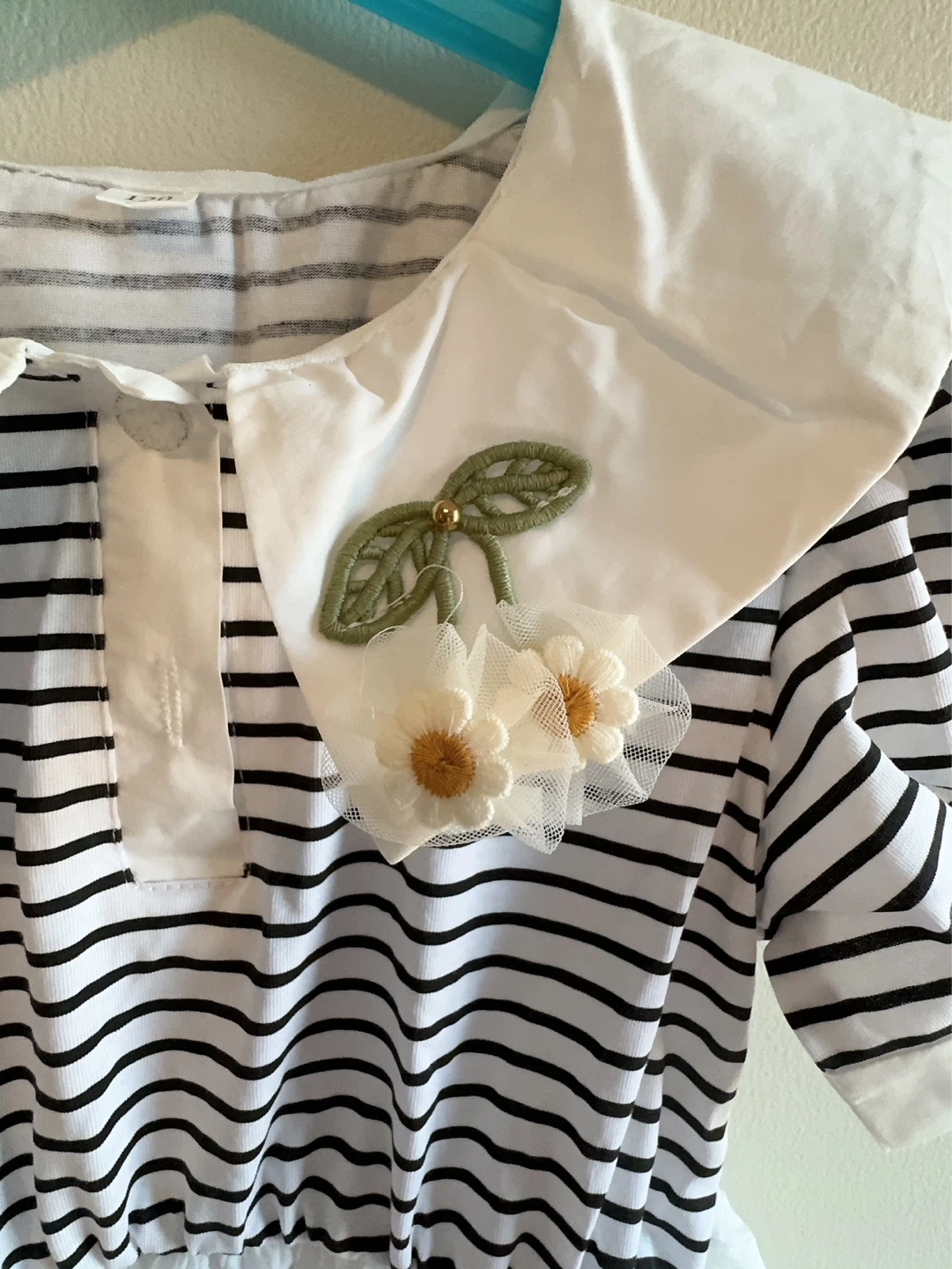 Girls Striped Dress with Floral Applique Toddler 5/6T - photo 2