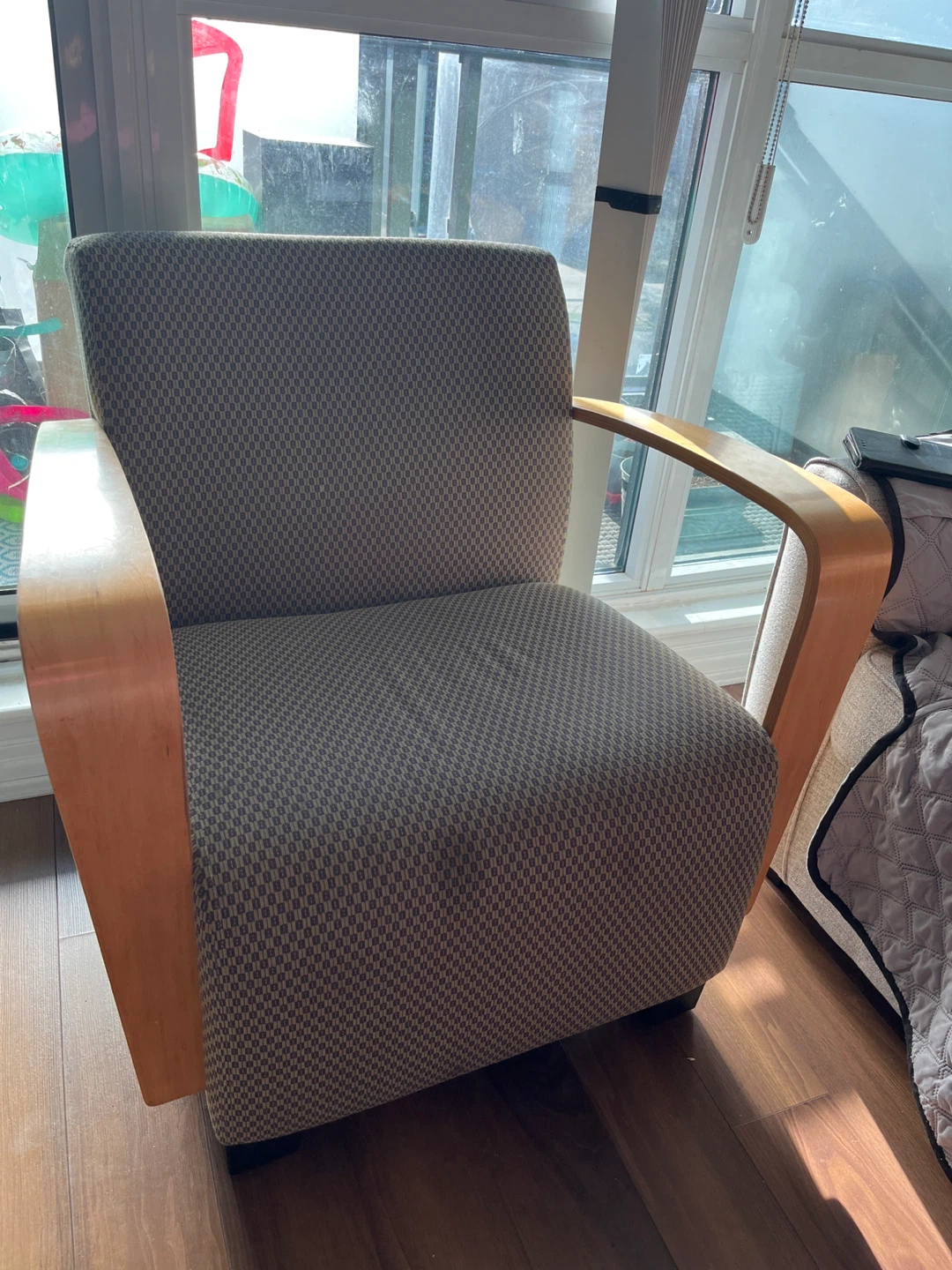 Vintage Accent Chair with Wooden Arms