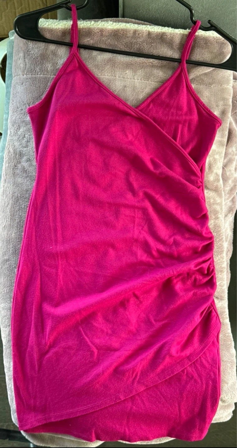 Hot Pink Ruched Bodycon Dress