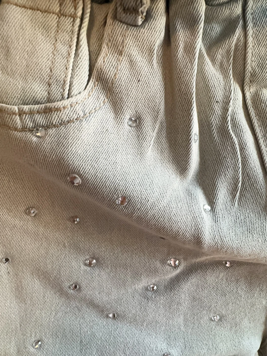 Cotton Denim Shorts with Rhinestones and Belt Todder 5/6T - photo 2