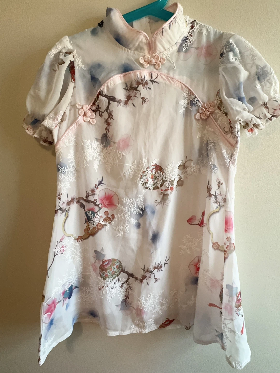 White Floral Qipao Dress Toddler 6/7T