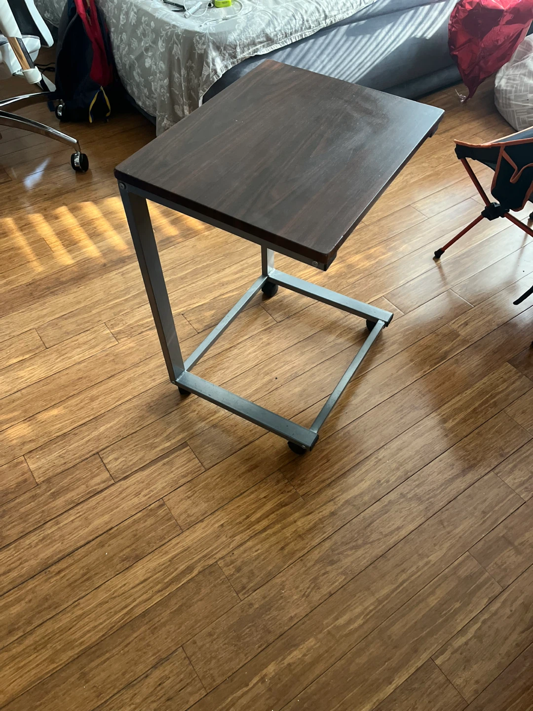 Rolling C-Table with Dark Wood Top - photo 2