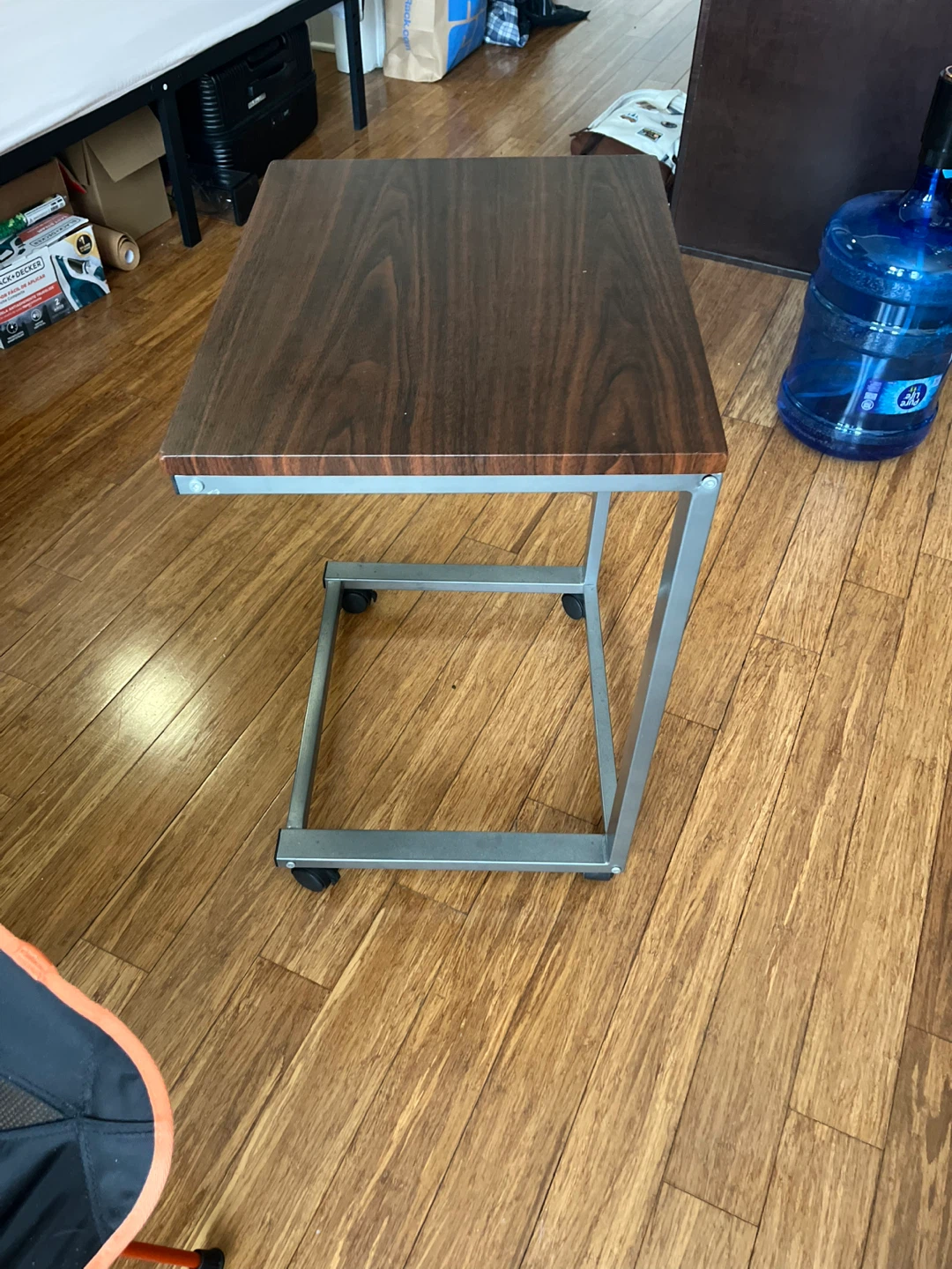 Rolling C-Table with Dark Wood Top