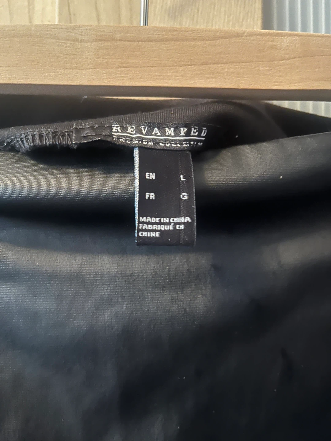 Mini Skirt, Faux Leather,Black, Revamped,Stretchy, L - photo 4