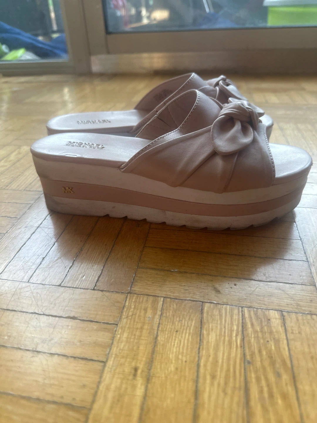 Michael Kors Pink Bow Platform Slide Sandals - photo 2