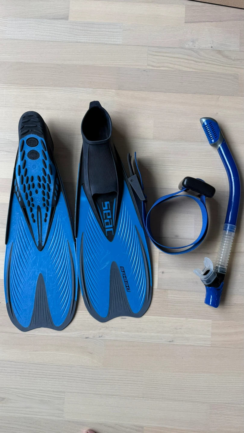 Fins W5.5-6, snorkel, 2lbs weight belt