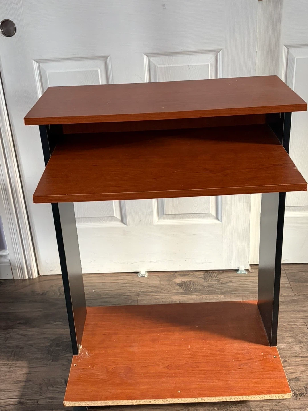 Wood and Black 3-Tier Rolling Stand