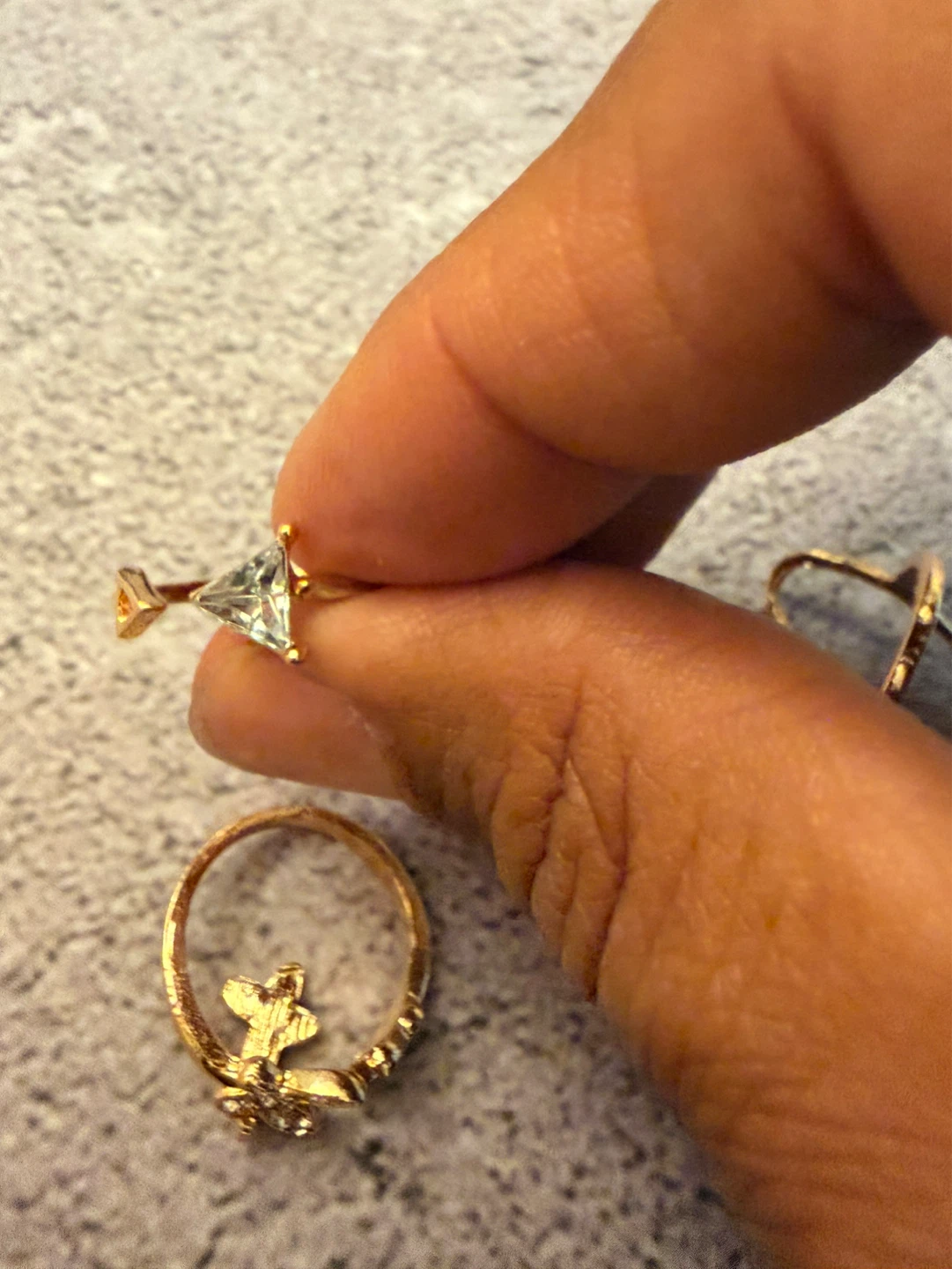 Gold Tone Butterfly & Gemstone Ring Set - photo 5
