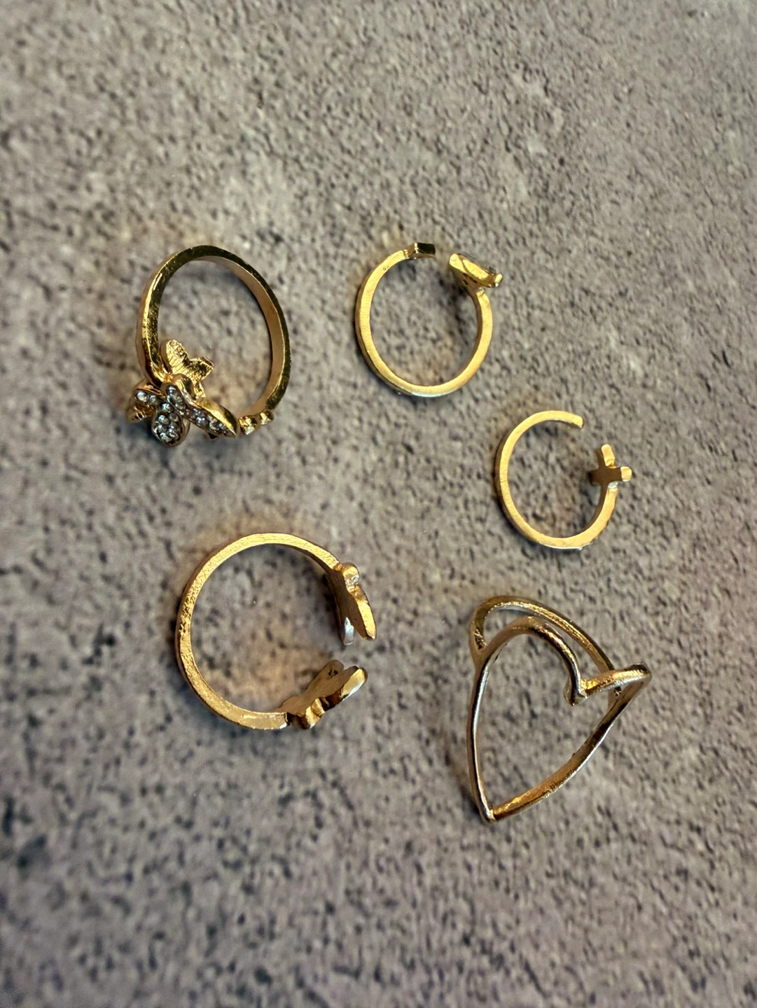 Gold Tone Butterfly & Gemstone Ring Set - photo 3