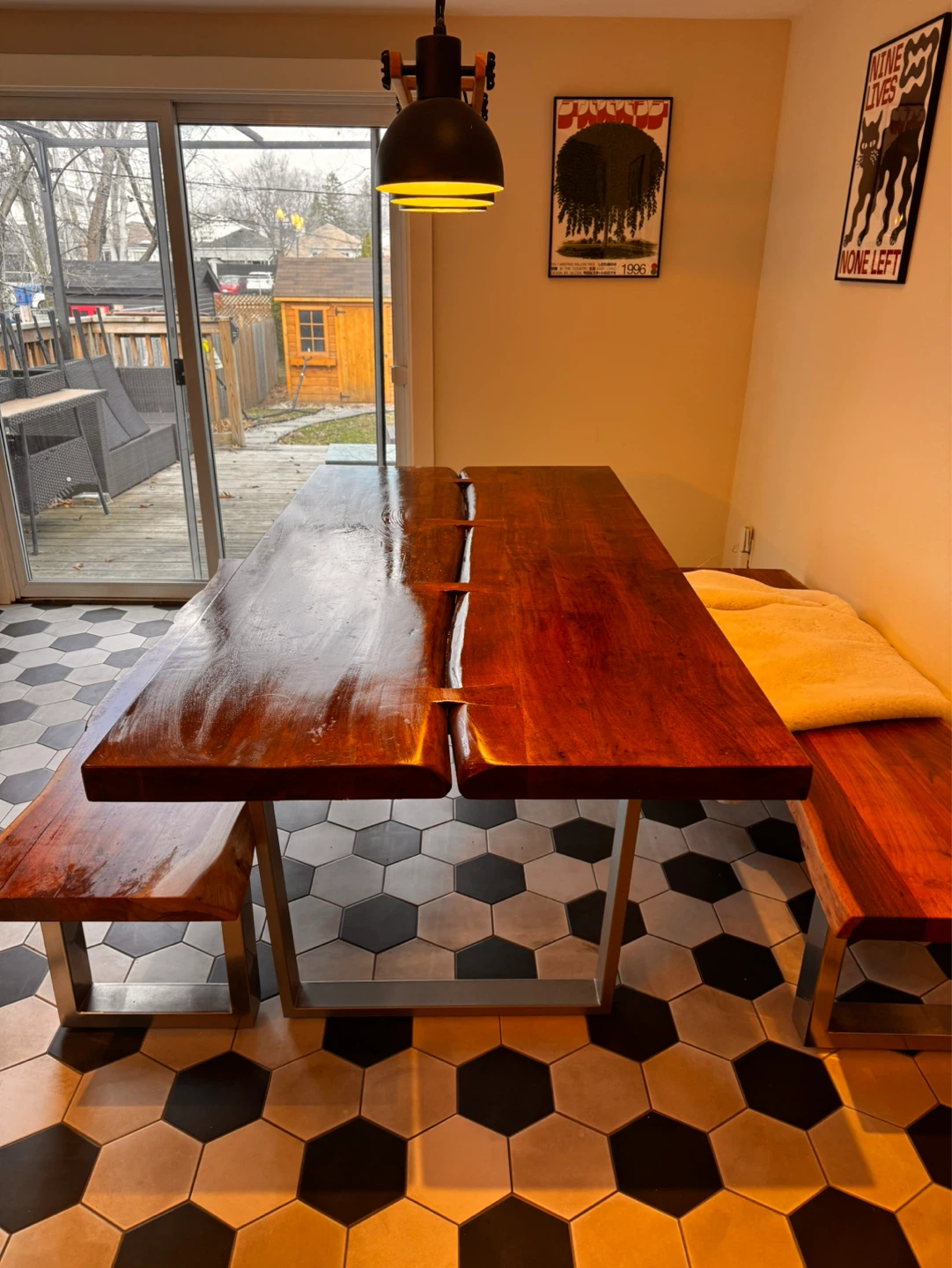 Live Edge Acacia Dining Table with Benches - photo 2