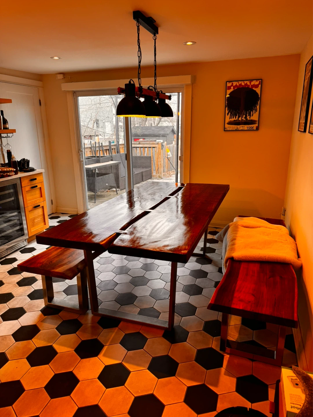 Live Edge Acacia Dining Table with Benches - photo 4