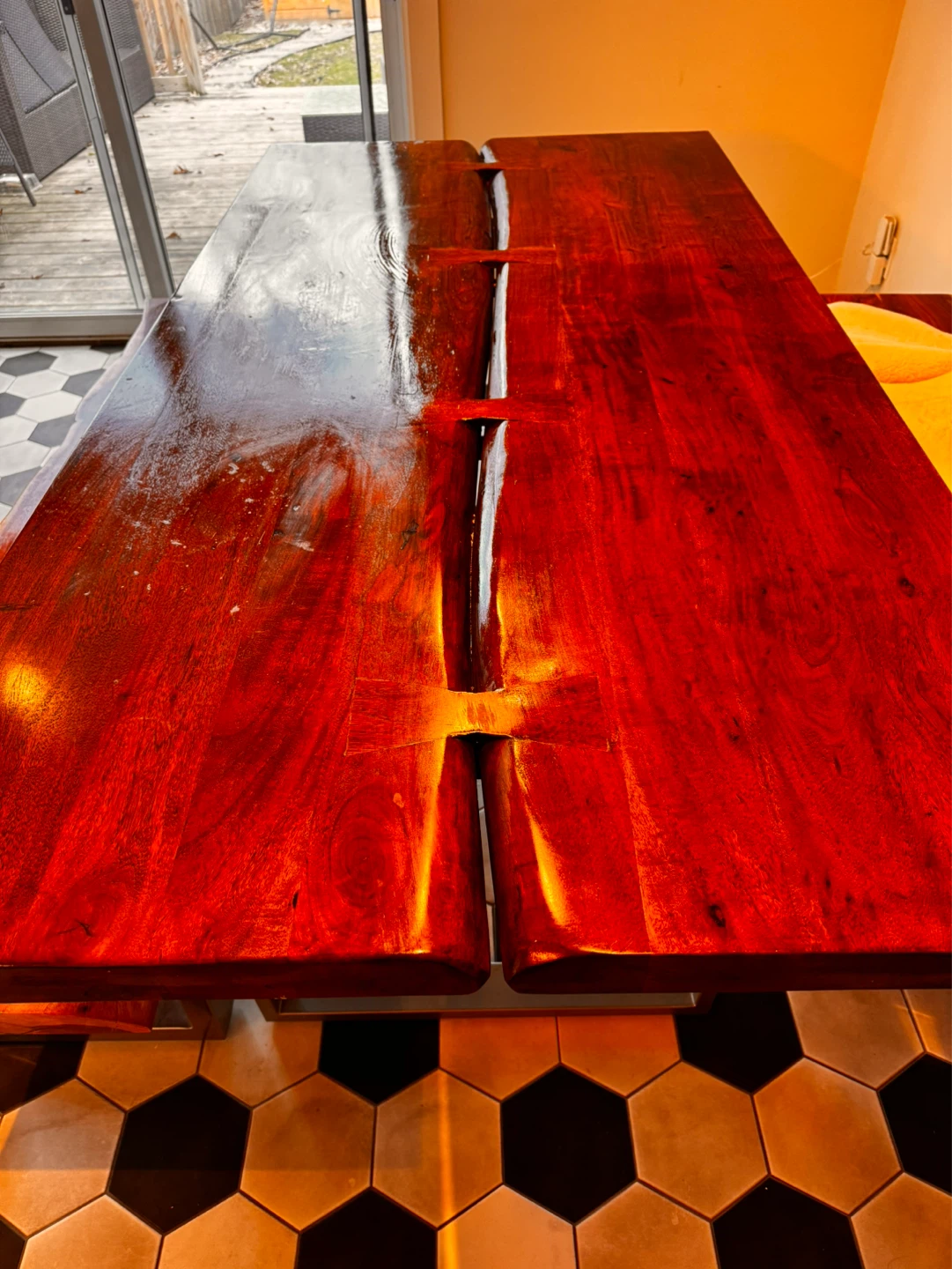 Live Edge Acacia Dining Table with Benches - photo 3