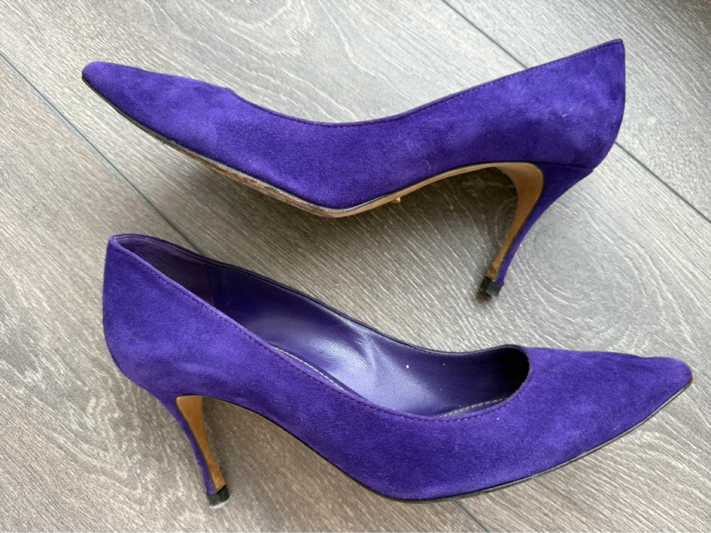 Authentic Sergio Rossi Purple Suede Heels - Size 36 - photo 4