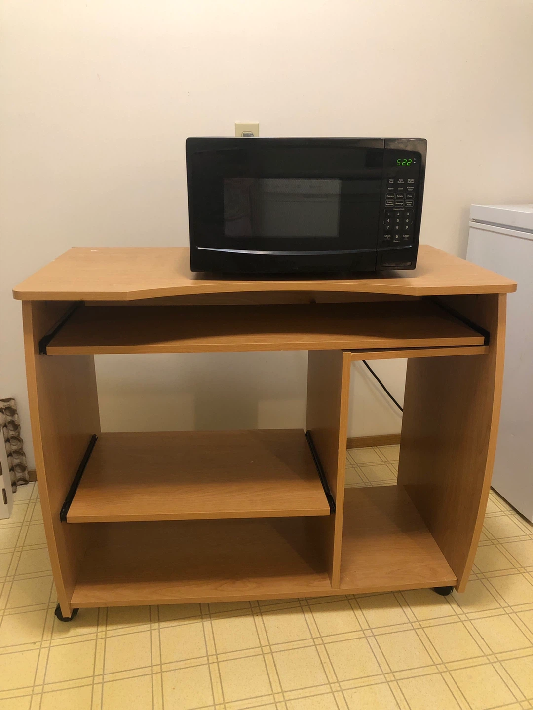 Desk with slide out shelves