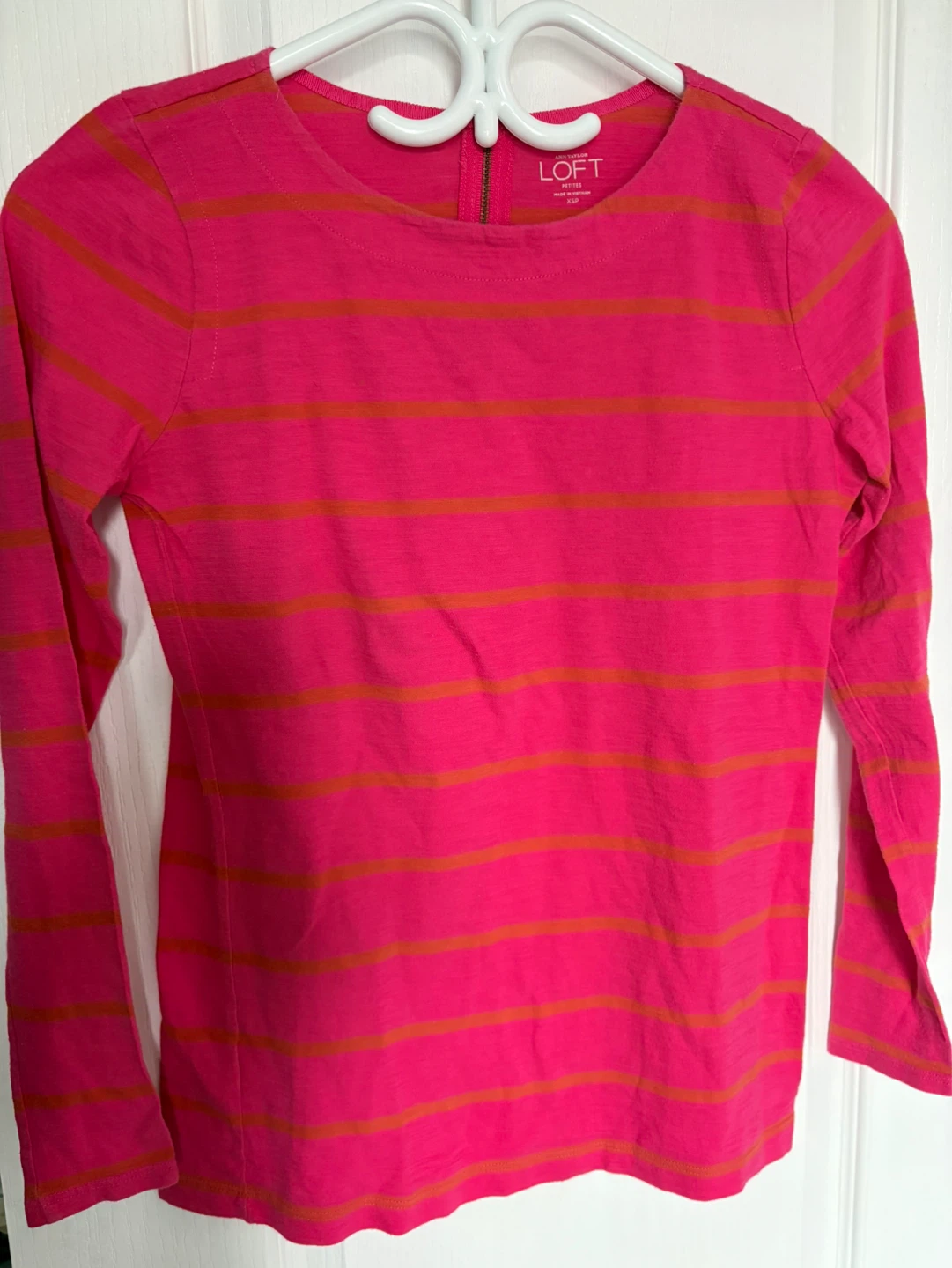 Ann Taylor Loft Petite Striped Long Sleeve Top xsp petites
