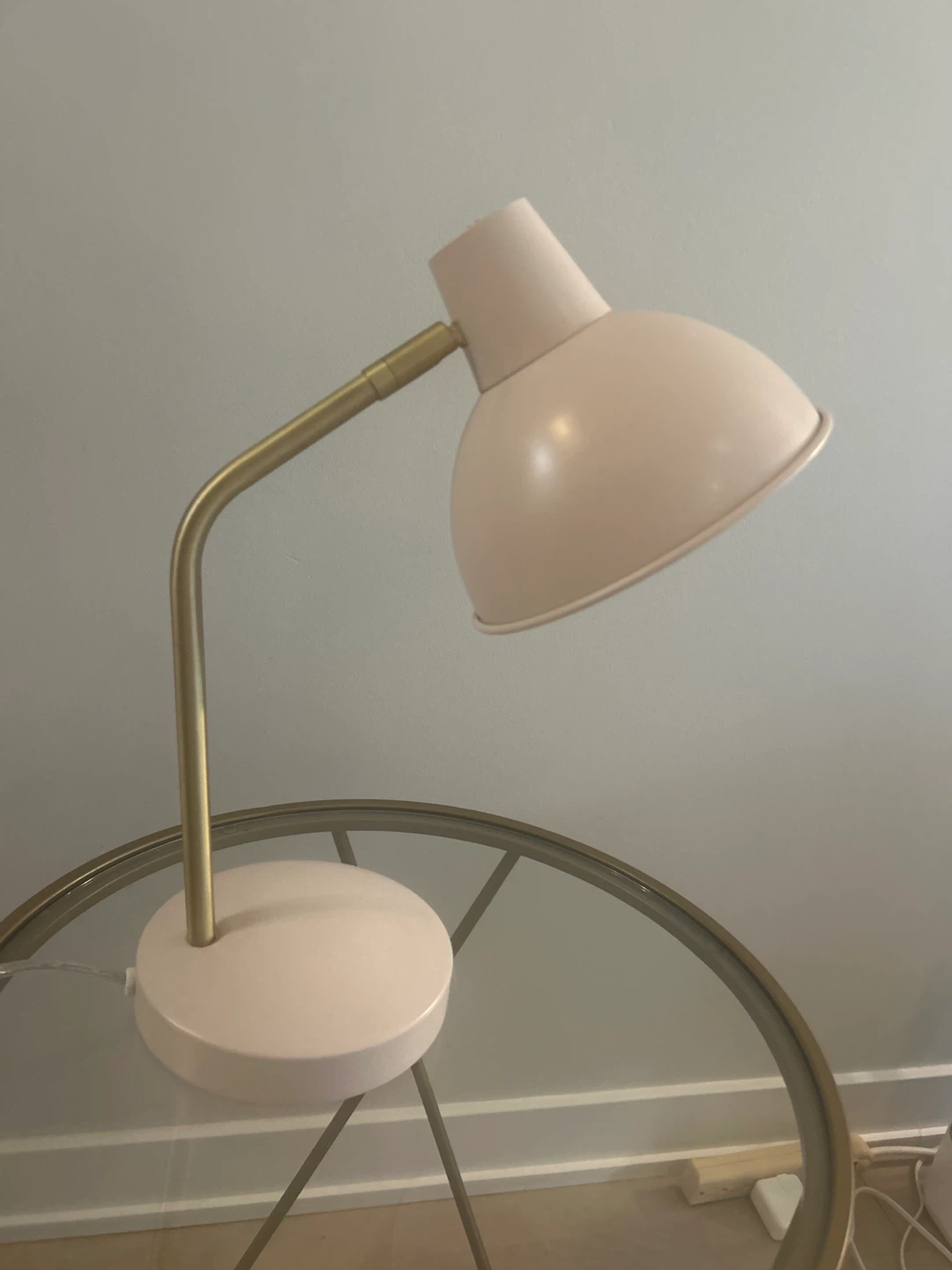 Pink Metal Desk Lamp with Gold Accents