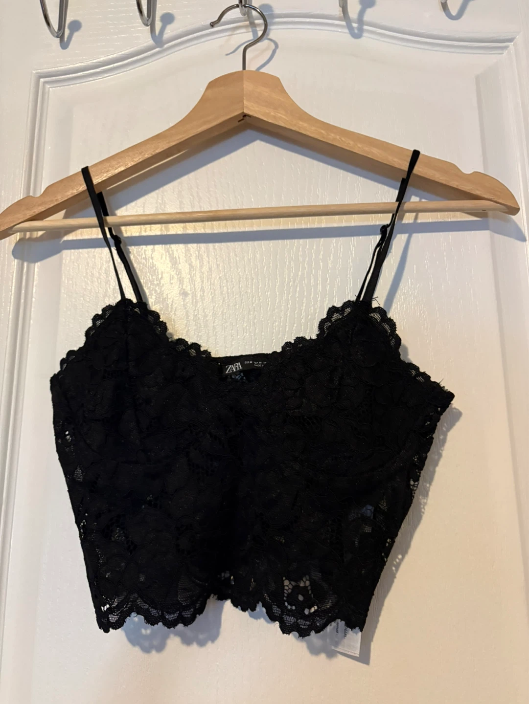 Black Lace Crop Top - Zara