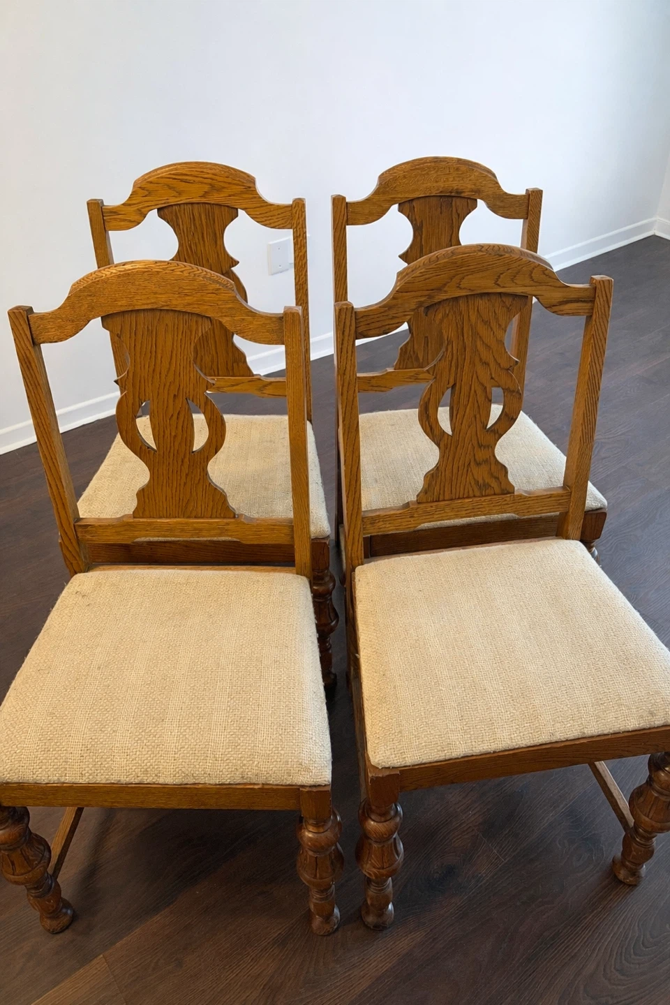 Set of 4 Vintage Oak Dining Chairs