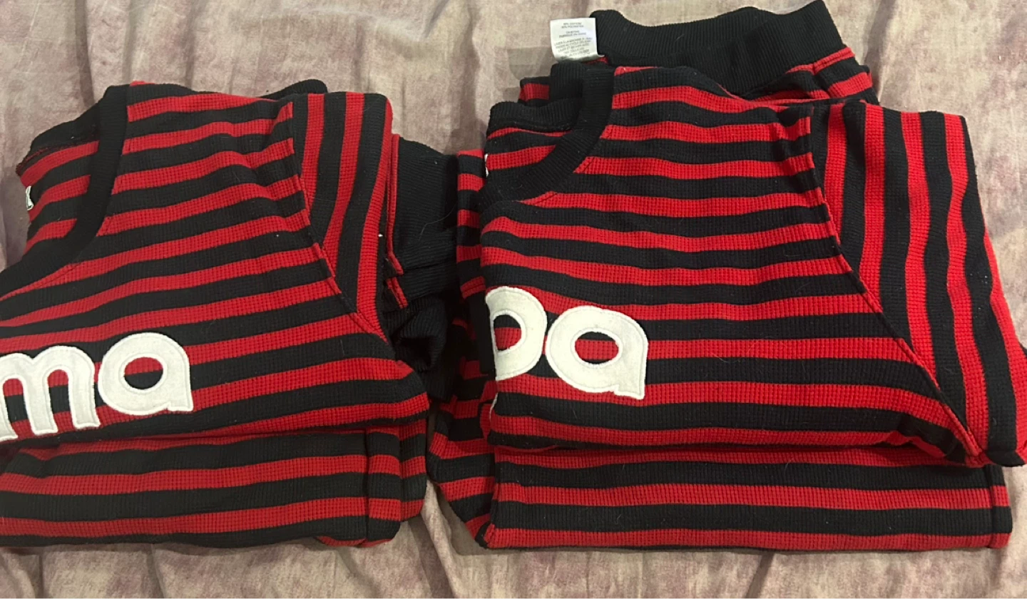 Striped Thermal mama and papa PJ’s