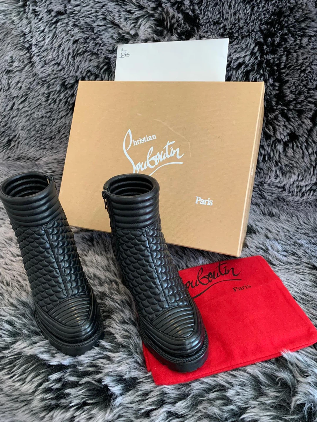 Christian Louboutin Black Quilted Leather Boots - photo 2