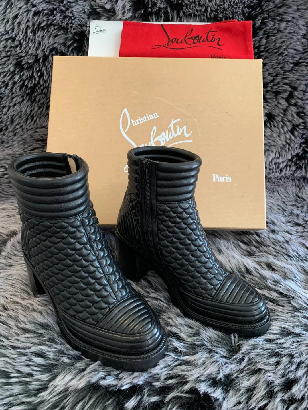 Christian Louboutin Black Quilted Leather Boots