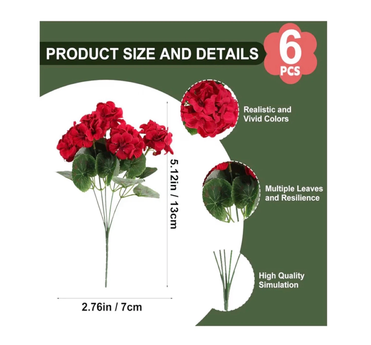 Brand new Outdoor Artificial Flowers Red 12 Bundles - photo 5