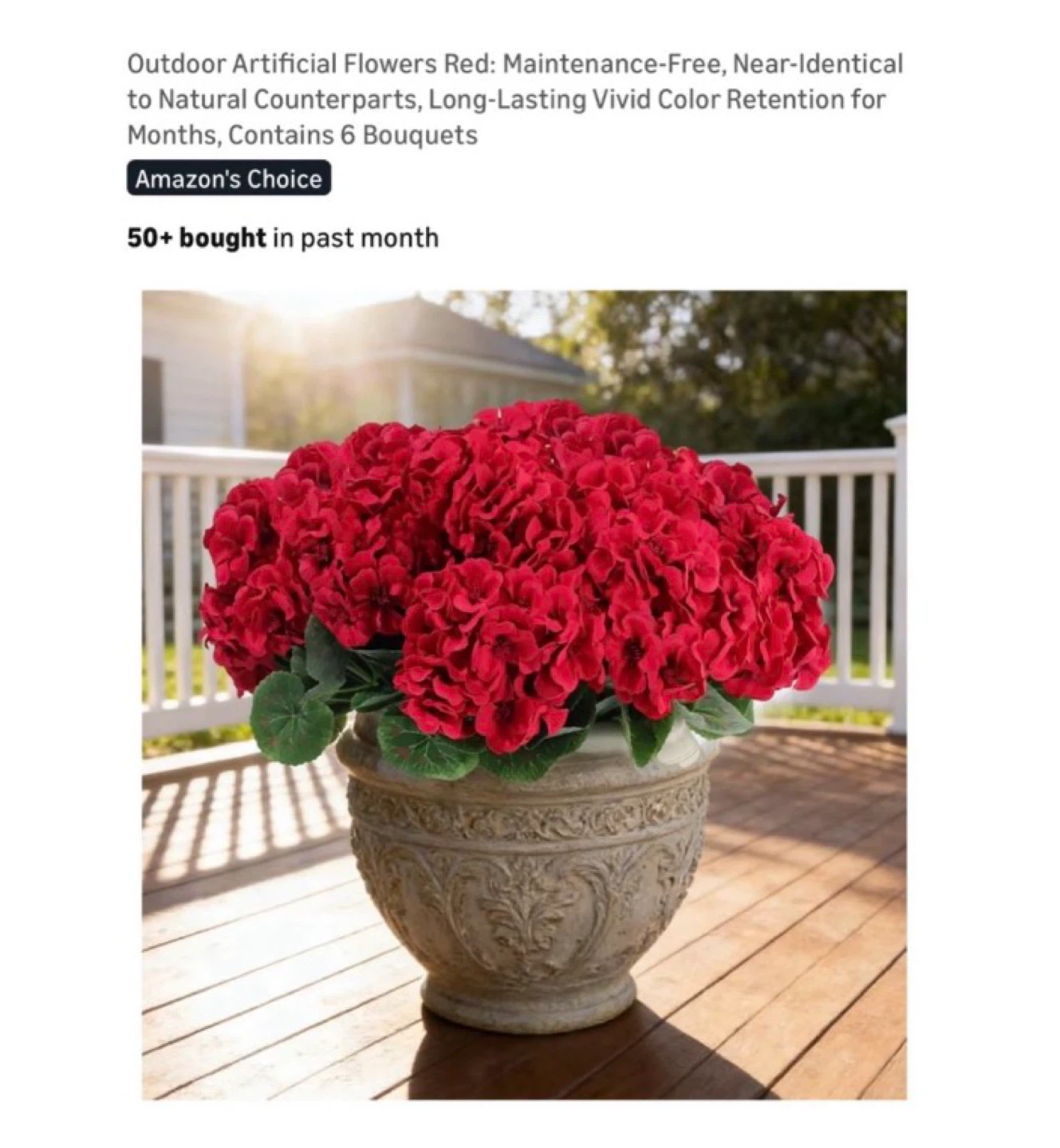 Brand new Outdoor Artificial Flowers Red 12 Bundles