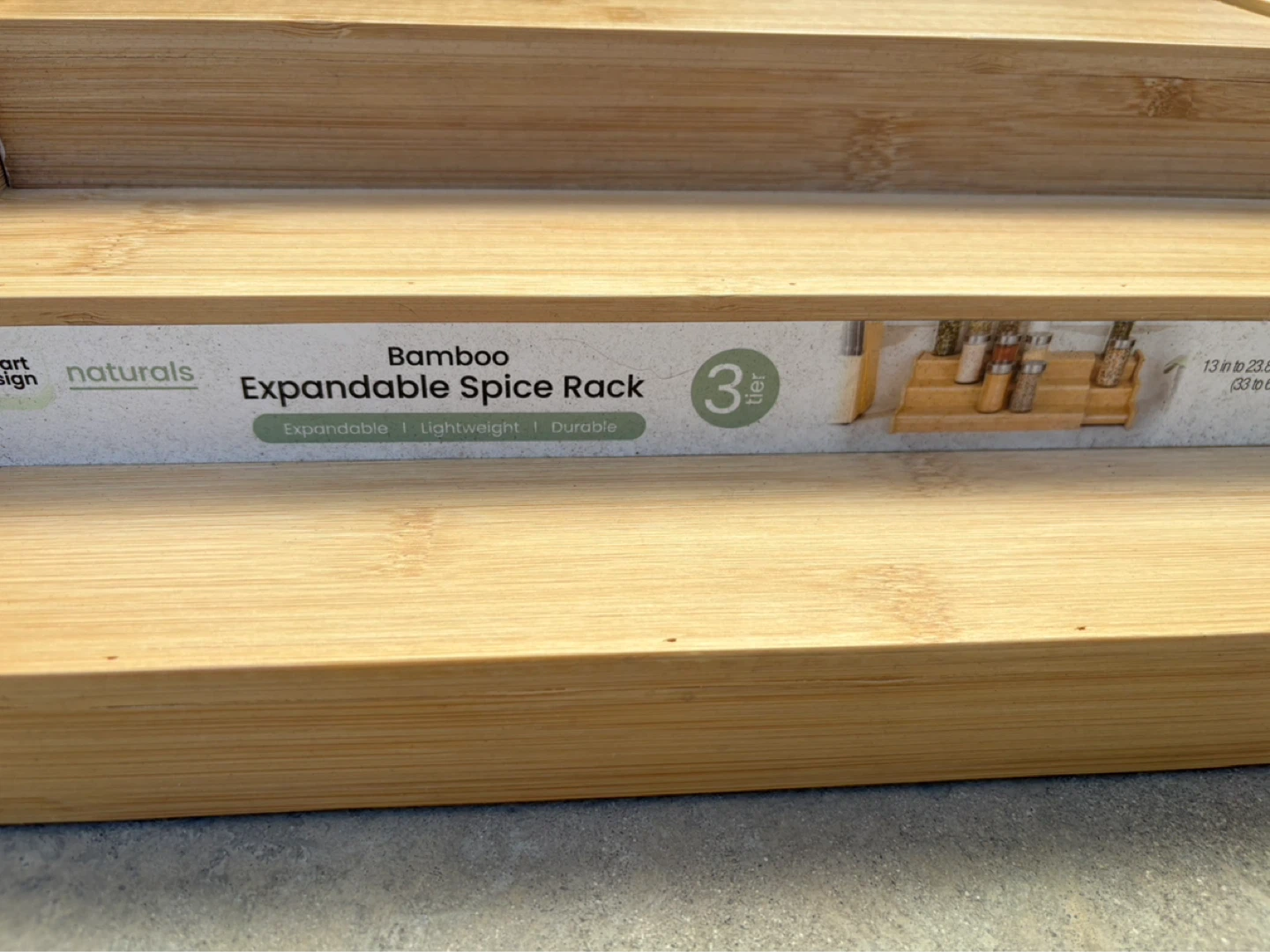 Smart Design Naturals Bamboo Expandable Spice Rack