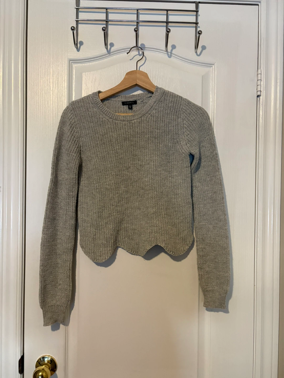 Grey Ribbed Cropped Sweater - Size S